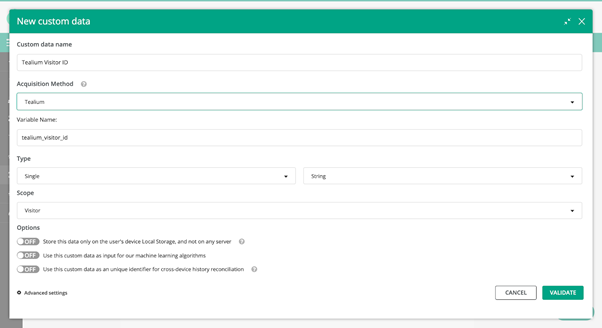 Use Tealium variables as Kameleoon custom data